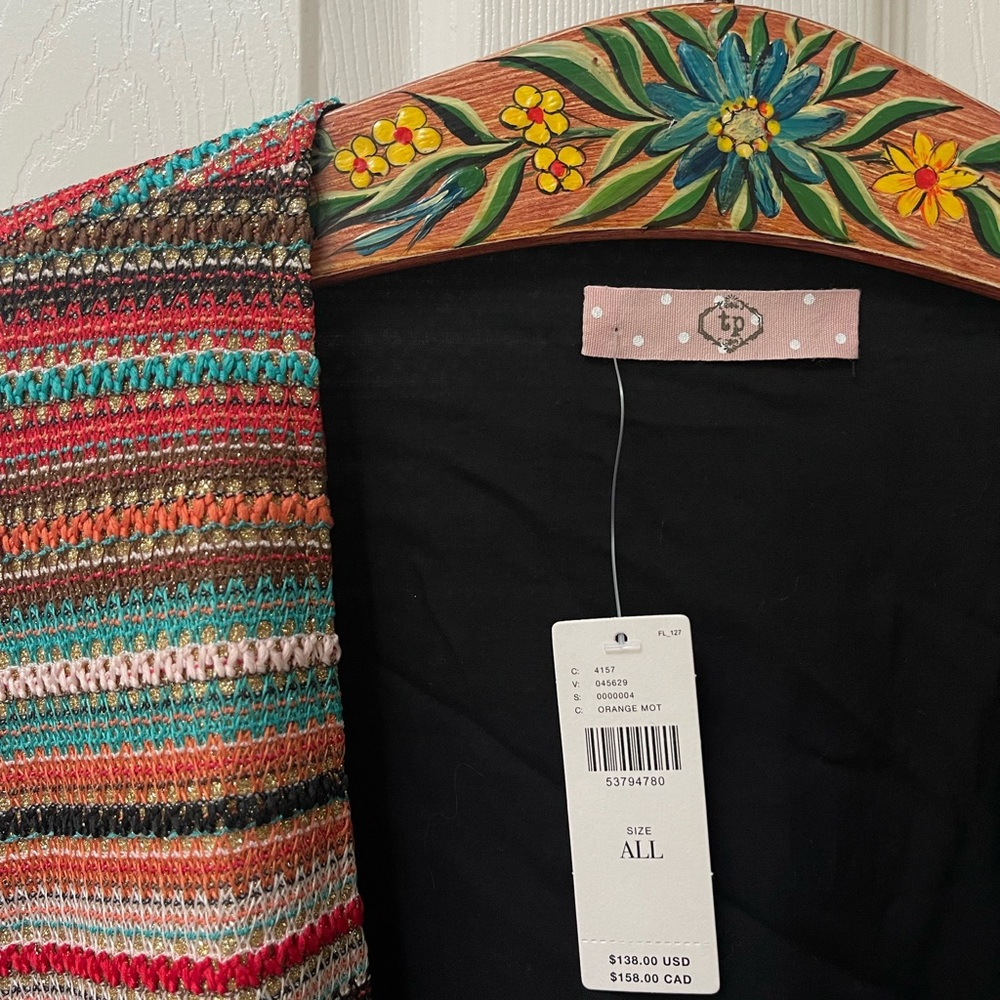 RARE Anthropologie Sparkly Orange Motif Balloon Sleeve Woven Jacket - Picture 2 of 5
